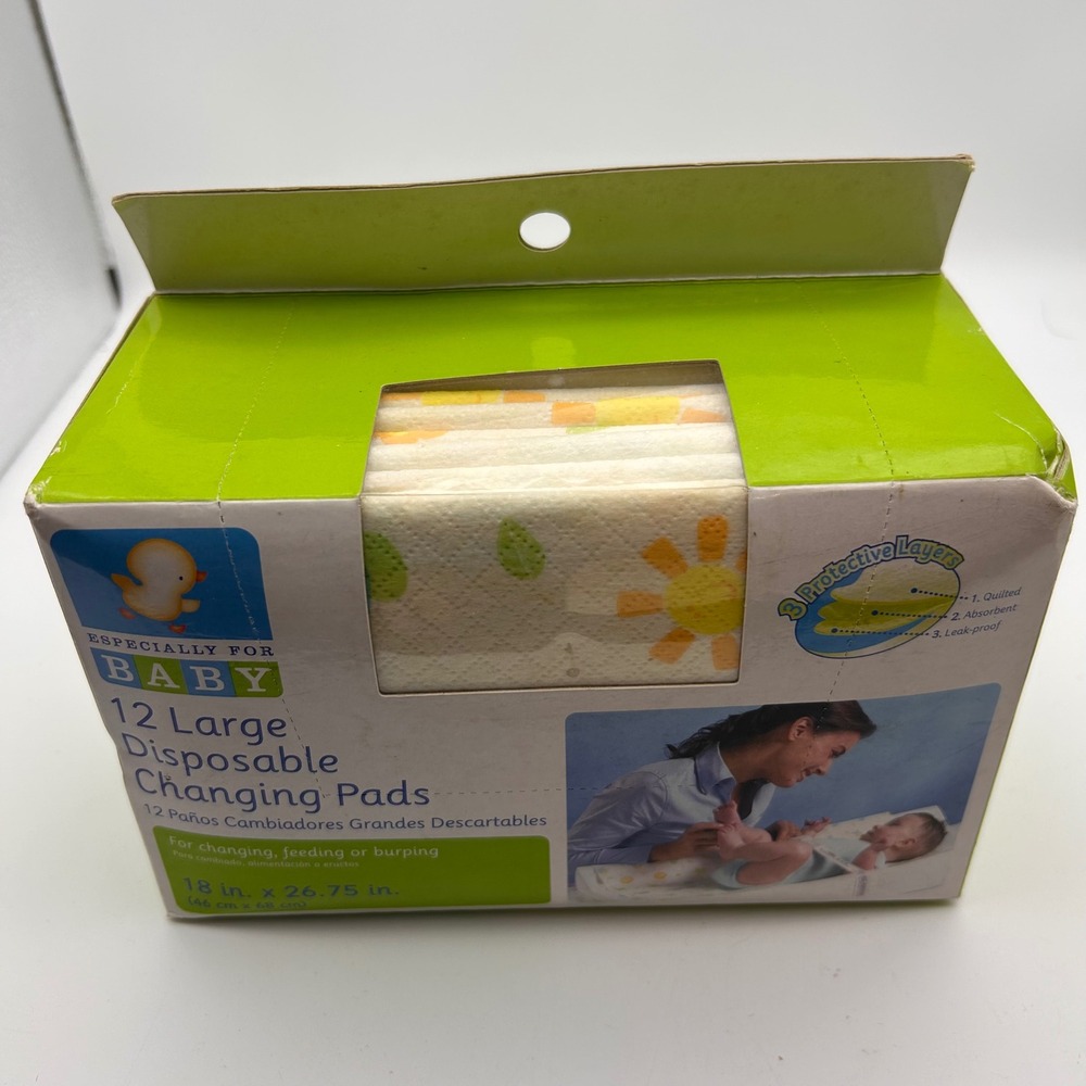 Especially For Baby 12 Large Disposable Changing Pads 18x26.75 Sun Pattern NEW